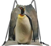 Portátil Mochila con cordón Estampado con pingüino Práctica Mochila de Viaje 36x42cm para Playa,Piscina