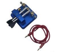 Portátil para llave de código Morse, llave de código de paleta doble de onda corta, automática para llave de telégrafo Morse Interfaz de audio dual de 3.5 mm con cable de 1 m (azul)