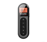 Portátil para mini radio FM con pantalla de retroiluminación transparente, receptor de bolsillo para senderismo y deportes, marco ABS resistente, salida de audio de 3.5 mm compatible (negro)