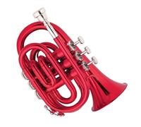 Portátil Pocket Trompeta Color Rojo Cuerpo De Latón Tono Bb Trompeta De Bolsillo Instrumento De Latón Adecuado Para Principiantes Mini Trompeta