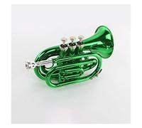 Portátil Pocket Trompeta Instrumento De Latón Para Principiantes B Mini Trompeta Plana Instrumento De Trompeta De Bolsillo De Palma Verde Mini Trompeta
