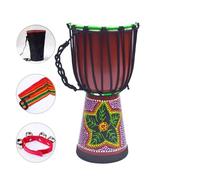 Portátil Principiante Yembé Parche de Piel de Cabra, 8 Pulgadas Tambor Djembe con Bolsa Correa Campana de Mano, Djembe Drum Tallado a Mano Viaje(8-inch-F)