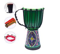 Portátil Principiante Yembé Parche de Piel de Cabra, 8 Pulgadas Tambor Djembe con Bolsa Correa Campana de Mano, Djembe Drum Tallado a Mano Viaje(8-inch-E)