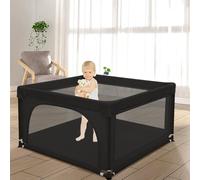 Portátil y Seguro para Niños,Parque Infantil Bebe, Pequeño Parque De Juegos Bebé Para Apartmento, Con Malla Transpirable en Los Cuatro Lados y Ventosas-120 * 120 * 66 cm-negro