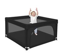 Portátil y Seguro para Niños,Parque Infantil Bebe, Pequeño Parque De Juegos Bebé Para Apartmento, Con Malla Transpirable en Los Cuatro Lados y Ventosas-120 * 120 * 66 cm-negro