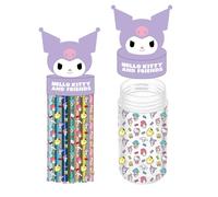 Estuche Portatodo Hello Kitty y Kuromi Unisex - Set Accesorios Papelería con Bote y Lápices, Color Morado, Licencia Oficial, Talla Única, Ideal para Colegio, Vuelta al Cole y Regalo
