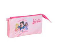 BARBIE - Portatodo Triple, Estuche Infantil, Estuche Niño, Ideal para Niños en Edad Escolar, Cómodo y Versátil, Calidad y Resistencia, 22x3x12 cm