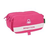 Safta Benetton Raspberry - Portatodo Triple Big, Estuche Infantil, Estuche Niño, Ideal para Niños de 5 a 14 Años, Cómodo y Versátil, Calidad y Resistencia, 21.5x8x10 cm, Color Rosa Fucsia