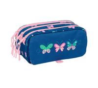 BLACKFIT8 MARIPOSAS - Portatodo Triple Big, Estuche Infantil, Estuche Niño, Ideal para Niños en Edad Escolar, Cómodo y Versátil, Calidad y Resistencia, 21.5x8x10 cm