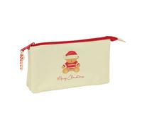 Safta Portatodo triple Osito Beige Felices Fiestas para niños, resistente 22x3x12 cm