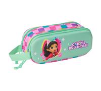 Safta GABBY'S DOLLHOUSE 3D - Portatodo Doble 3D, Estuche Infantil, Estuche Niño, Ideal para Niños en Edad Escolar, Cómodo y Versátil, Calidad y Resistencia, 21x6x8 cm