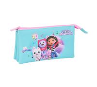 GABBY'S DOLLHOUSE - Portatodo Triple, Estuche Infantil, Estuche Niño, Ideal para Niños en Edad Escolar, Cómodo y Versátil, Calidad y Resistencia, 22x3x12 cm