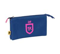Safta KINGS LEAGUE 1K - Portatodo Triple, Estuche Infantil, Estuche Niño, Ideal para Niños en Edad Escolar, Cómodo y Versátil, Calidad y Resistencia, 22x3x12 cm, Color Azul