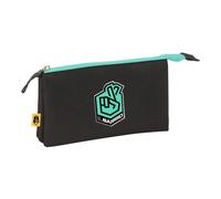 Safta Kings League EL Barrio - Portatodo Triple, Estuche Infantil, Estuche Niño, Ideal para Niños en Edad Escolar, Cómodo y Versátil, Calidad y Resistencia, 22x3x12 cm, Color Negro