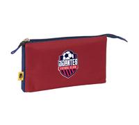 Safta Kings League JIJANTES - Portatodo Triple, Estuche Infantil, Estuche Niño, Ideal para Niños en Edad Escolar, Cómodo y Versátil, Calidad y Resistencia, 22x3x12 cm, Color Azul Marino/Granate