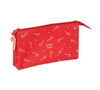 CARAMELOS MERRY XMAS - Portatodo Triple, Estuche Infantil, Estuche Niño, Ideal para Niños en Edad Escolar, Cómodo y Versátil, Calidad y Resistencia, 22x3x12 cm