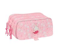 Safta Miffy Flores - Portatodo Triple Big, Estuche Infantil, Estuche Niño, Ideal para Niños en Edad Escolar, Cómodo y Versátil, Calidad y Resistencia, 21.5x8x10 cm