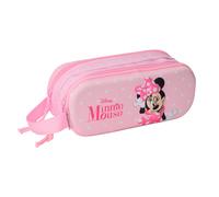 Safta Minnie Mouse 3D - Portatodo Doble 3D, Estuche Infantil, Estuche Niño, Ideal para Niños en Edad Escolar, Cómodo y Versátil, Calidad y Resistencia, 21x6x8 cm