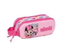 Safta Portatodo Doble 3D Minnie Mouse – Estuche infantil cómodo, versátil y resistente 21x6x8 cm