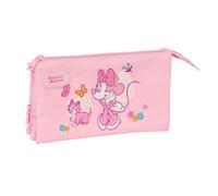 Safta Minnie Mouse Baby - Portatodo Triple, Estuche Infantil, Estuche Niño, Ideal para Niños en Edad Escolar, Cómodo y Versátil, Calidad y Resistencia, 22x3x12 cm