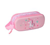 Safta Unicorn 3D - Portatodo Doble 3D, Estuche Infantil, Estuche Niño, Ideal para Niños en Edad Escolar, Cómodo y Versátil, Calidad y Resistencia, 21x6x8 cm