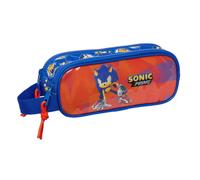 Sonic Prime - Portatodo Doble Niño, Estuche Infantil, Estuche Niño, Ideal para Niños en Edad Escolar, Cómodo y Versátil, Calidad y Resistencia, 21x6x8 cm, Color Azul