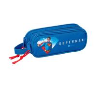 Safta Superman - Portatodo Doble Niño, Estuche Infantil, Estuche Niño, Ideal para Niños en Edad Escolar, Cómodo y Versátil, Calidad y Resistencia, 21x6x8 cm