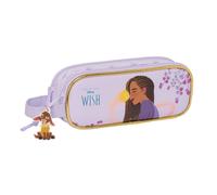 Safta WISH - Portatodo Doble Niño, Estuche Infantil, Estuche Niño, Ideal para Niños en Edad Escolar, Cómodo y Versátil, Calidad y Resistencia, 21x6x8 cm, Color Lila