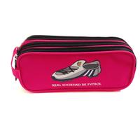 Portatodo real sociedad triple cremallera fucsia bota/escudo
