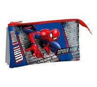 Disney Spider-Man - Estuche Escolar con múltiples Compartimentos y Cierre de Cremallera para niños, Blue, Spider-Man