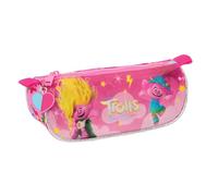 Safta Trolls 3 - Portatodo Triangular, Estuche Infantil, Estuche Niño, Ideal para Niños en Edad Escolar, Cómodo y Versátil, Calidad y Resistencia, 20x8x8.5 cm, Color Rosa