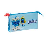 Portatodo Triple Los Pitufos 22 x 12 x 3 cm.