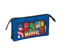 Safta – Portatodo triple – Avengers – Estuche infantil 22x3x12 cm, cómodo, versátil y resistente