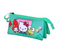 Hello Kitty Videogame-Estuche Portatodo Triple, Turquesa 23 x 11 cm