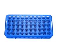 Portatubos de ensayo transparente para laboratorio Gradilla de plástico azul for tubos ensayo, 9,8x5,1x2 pulgadas, 50 agujeros desmontables for 5-15ml, ciencia