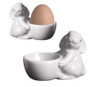 Portauovo in porcellana Portauovo di Pasqua Portauovo in ceramica creativo a forma di coniglietto, portauovo con statua di coniglietto carina e semplice per la colazione di Pasqua, ora di cena