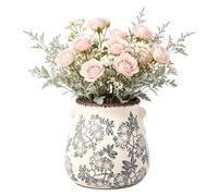 Portautensilios Encimera Florero Rústico En Cerámica Pintado A Mano | Soporte para Espátulas de Cocina Bote para Utensilios Para Cuchara Espátula Cubertería Hogar Encimera Mesa Baño B