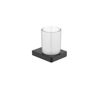 Portavaso de pared en cristal y metal negro titanio 11x9x10 cm Roca