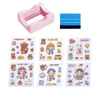Portavasos Artesanal De 1 Pieza Con Raspador De 1 Pieza, Pegatinas Para Tazas De Agua De Dibujos Animados De 6 Piezas, Soporte Antideslizante Cuadrado, Adecuado Para Tazas Y Vasos Térmicos