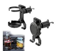 Portavasos Coche, 2 Piezas Porta Bebidas Coche Ajustable Universal, Plegables Portavasos Automóvil, Car Cup Holder con Gancho, Adecuado para Ranuras de Ventilación Colocar Botella y Cenicero