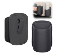 Portavasos Coche Clip 2 Piezas - Soporte para Bebidas para Puerta del Coche y Asiento Trasero, Piel PU con Clip Metálico, Antirrayas, Organizador Multifunción y Mini Papelera, Negro