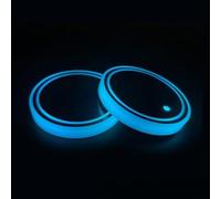 Portavasos con luces LED, 7 colores cambiantes, recargables por USB, iluminación ambiental acrílica impermeable para interior del automóvil, diseño de doble anillo, paquete de 2 (A)