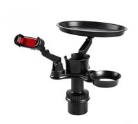 Portavasos de coche con bandeja giratoria y soporte para teléfono, soporte ajustable de 360° para la mayoría de vehículos, base ABS (E)