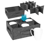 Portavasos de fieltro para guardar platos de autocaravana, para 6 o 12 tazas, color gris oscuro