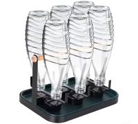 Portavasos de hierro con mango de madera moderno minimalista azul marino negro para vasos de hasta 600 ml, incluye bandeja para una fácil limpieza de derrames a prueba de no (tinta negra)