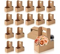 Portavasos De Papel Kraft,Portavasos de Té con Leche Marrón Claro,Suministros para Cafetería,Adecuado para Llevar Café,Bebidas,Leche,Té,Jugo y Otras Bebidas,17.5 * 8 * 22.5cm,15piezas