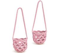 Portavasos de vino usable con diseño de crochet abierto, B | Soporte para de vino portátil, correa para cuello o cruzada, compatibilidad con copas de champán y sin