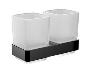 Portavasos doble emco loft, cristal esmerilado, modelo de pared, 052513300, Color: Negro
