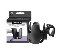 Portavasos Dooky para cochecitos y sillas de Paseo (Ajuste Universal, Velcro Ajustable, Capa Antideslizante, flexibilidad de 360°, Varios tamaños, sin BPA), Negro