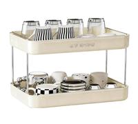 Portavasos Estante de Almacenamiento Tazas, gabinete Drenaje for el hogar, Agua limpias(Blanco)